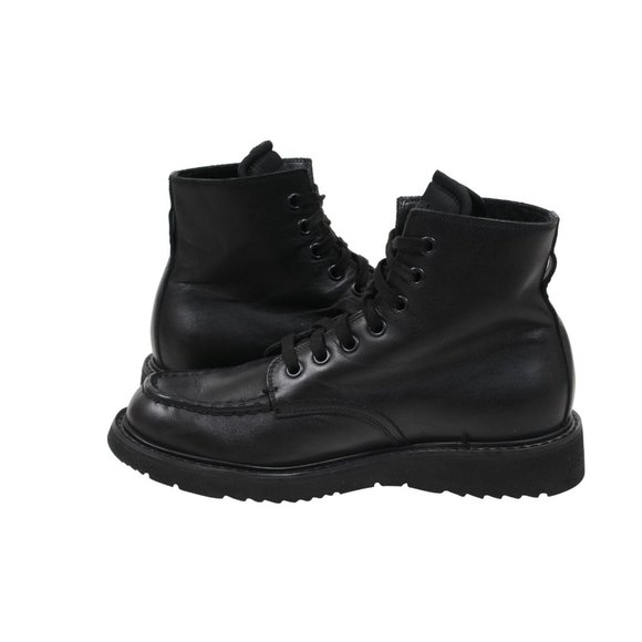 Prada Mens Combat Half Boots US8.5 UK7.5 Black Leather Square Toe Lace Up - Picture 9 of 11